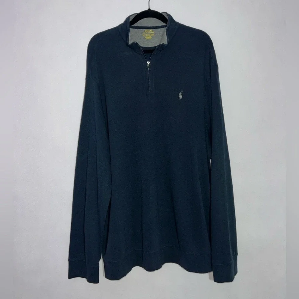 Ralph‎ Lauren Polo Sweater Men's XXL Blue Performance Pullover 1/4 Zip Golf
